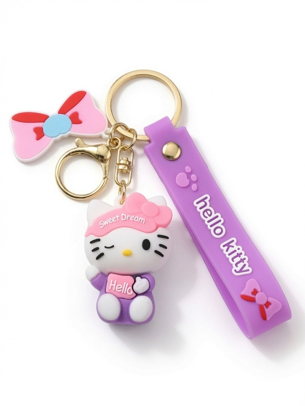 Hello Kitty Bow Key Chain Bag Charm Purple Large